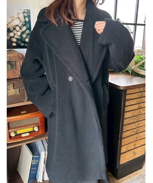 fifth(フィフス)の「ボアロングコート(その他アウター・レディース・ベージュ/チャコールグレー/ブラック・M/XS)」の2枚目の写真