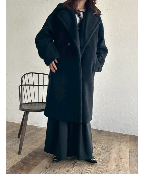 c6【専用】フードボアコートボリュームシルエットチェスターロング ボアロングコート（その他アウター）｜fifth（フィフス）の