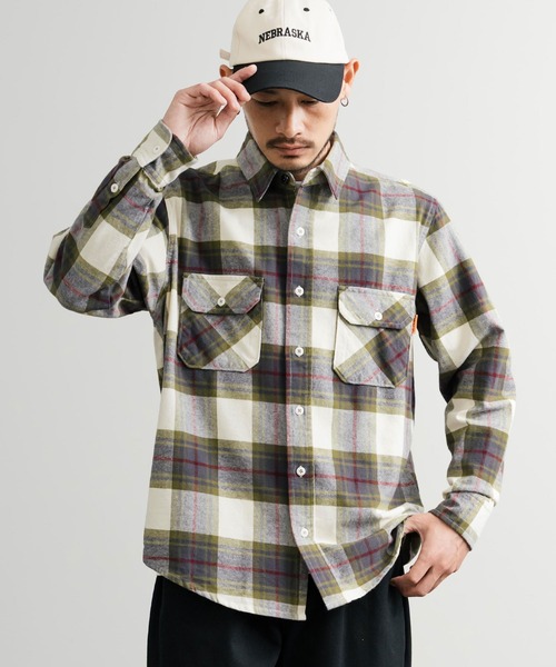 KRIFF MAYER(クリフメイヤー)の「KRIFF MAYER クリフメイヤー ルーズシルエット コットンビエラチェック長袖シャツ 2516300(シャツ/ブラウス・メンズ・ナチュラル/チャコール/レッド/オリーブ/マルチ・M/L/XL)」の1枚目の写真