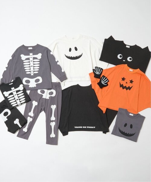 b・ROOM(ビールーム)の「【ハロウィン】【カイテキ天竺】変形Tシャツ【子供服】【キッズ】【男の子】【女の子】(Tシャツ/カットソー・キッズ・ブラック/オレンジ・L/M)」の4枚目の写真
