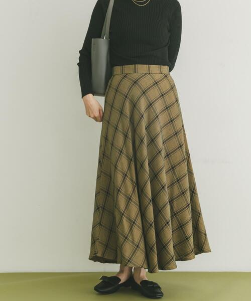 ITEMS URBANRESEARCH(アイテムズ アーバンリサーチ)の「チェックフレアスカート(スカート・レディース・ブラウン/キャメル・FREE)」の2枚目の写真