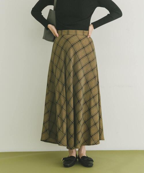 ITEMS URBANRESEARCH(アイテムズ アーバンリサーチ)の「チェックフレアスカート(スカート・レディース・ブラウン/キャメル・FREE)」の3枚目の写真