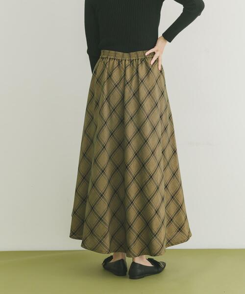 ITEMS URBANRESEARCH(アイテムズ アーバンリサーチ)の「チェックフレアスカート(スカート・レディース・ブラウン/キャメル・FREE)」の4枚目の写真