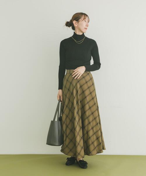 ITEMS URBANRESEARCH(アイテムズ アーバンリサーチ)の「チェックフレアスカート(スカート・レディース・ブラウン/キャメル・FREE)」の5枚目の写真