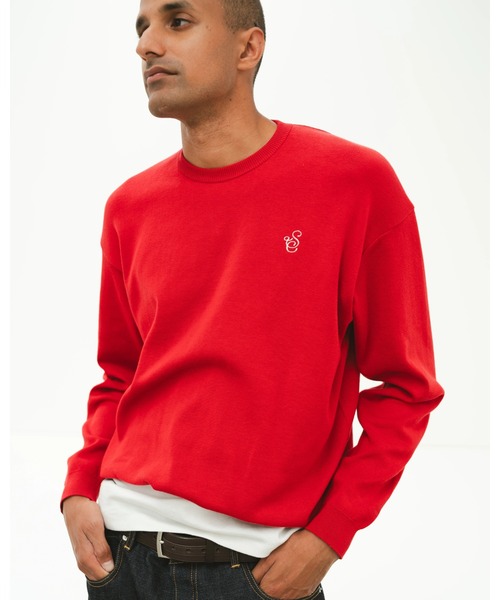 SimplyComplicated(シンプリーコンプリケイテッド)の「SCRIPT KNIT L/S TEE(Tシャツ/カットソー・メンズ・ダークグレー/レッド・2/3)」の2枚目の写真