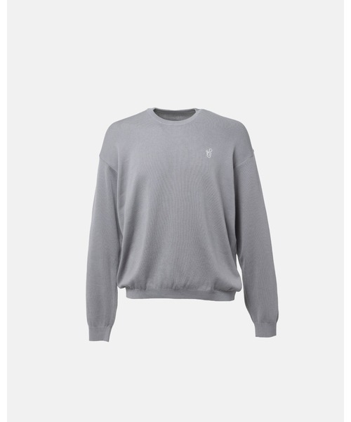 SimplyComplicated(シンプリーコンプリケイテッド)の「SCRIPT KNIT L/S TEE(Tシャツ/カットソー・メンズ・ダークグレー/レッド・2/3)」の1枚目の写真