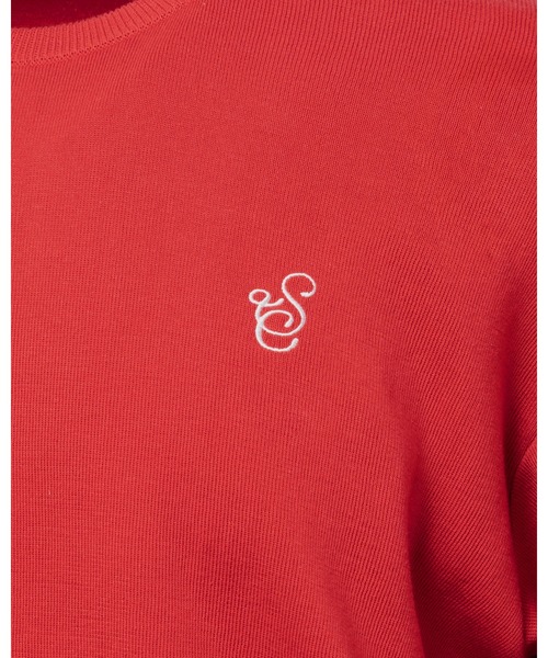 SimplyComplicated(シンプリーコンプリケイテッド)の「SCRIPT KNIT L/S TEE(Tシャツ/カットソー・メンズ・ダークグレー/レッド・2/3)」の4枚目の写真