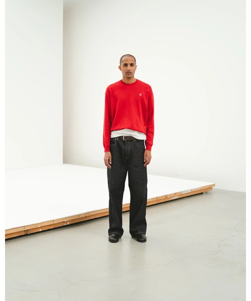 SimplyComplicated(シンプリーコンプリケイテッド)の「SCRIPT KNIT L/S TEE(Tシャツ/カットソー・メンズ・ダークグレー/レッド・2/3)」の6枚目の写真