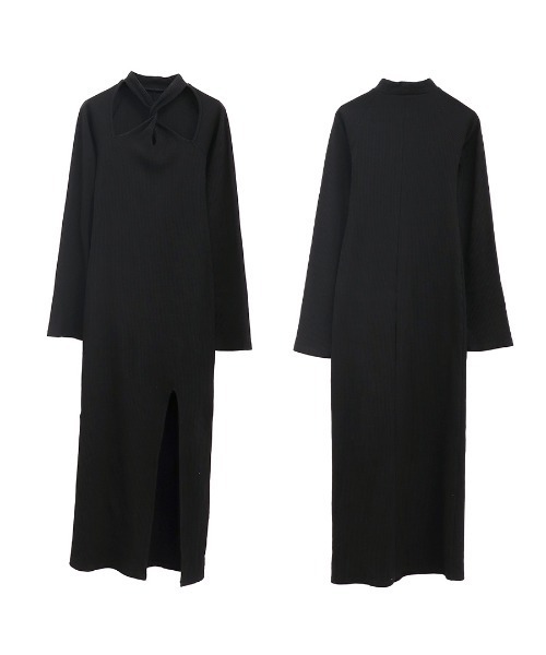 UNITEDTOKYO ニットワンピース ブラック 黒 長袖 リブ モード UNITEDTOKYO ニットワンピース ブラック 黒 長袖 リブ モード 黒