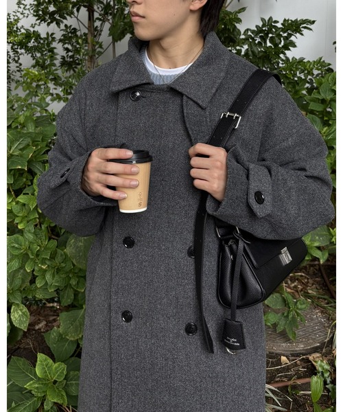 DRAW（ドロー）の「DRAW(ドロー) / テックメルトンダブルビッグコート（ステンカラーコート・メンズ・ブラック/グレー・LARGE/MEDIUM）」の7枚目の写真