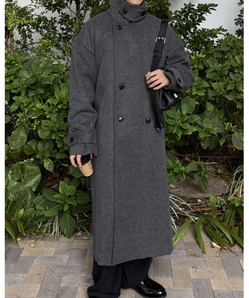 DRAW（ドロー）の「DRAW(ドロー) / テックメルトンダブルビッグコート（ステンカラーコート・メンズ・ブラック/グレー・LARGE/MEDIUM）」の9枚目の写真