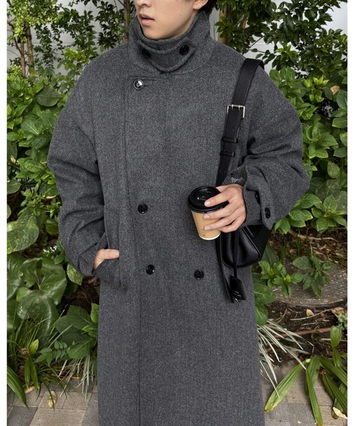 DRAW（ドロー）の「DRAW(ドロー) / テックメルトンダブルビッグコート（ステンカラーコート・メンズ・ブラック/グレー・LARGE/MEDIUM）」の10枚目の写真