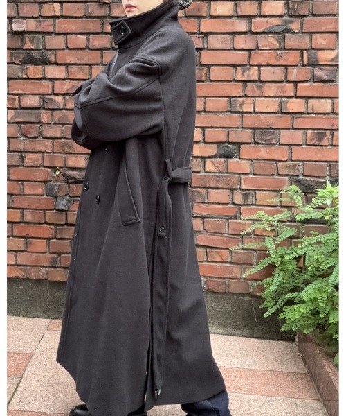 DRAW（ドロー）の「DRAW(ドロー) / テックメルトンダブルビッグコート（ステンカラーコート・メンズ・ブラック/グレー・LARGE/MEDIUM）」の17枚目の写真