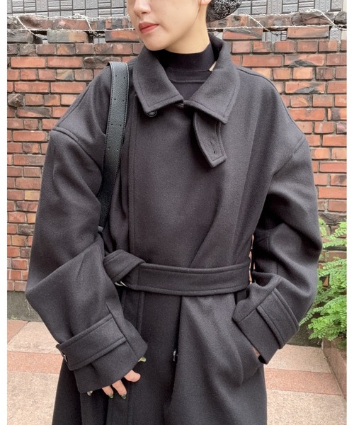 DRAW（ドロー）の「DRAW(ドロー) / テックメルトンダブルビッグコート（ステンカラーコート・メンズ・ブラック/グレー・LARGE/MEDIUM）」の21枚目の写真