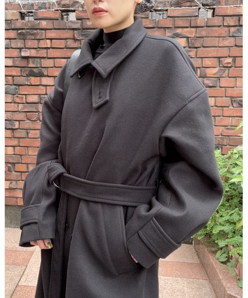 DRAW（ドロー）の「DRAW(ドロー) / テックメルトンダブルビッグコート（ステンカラーコート・メンズ・ブラック/グレー・LARGE/MEDIUM）」の22枚目の写真