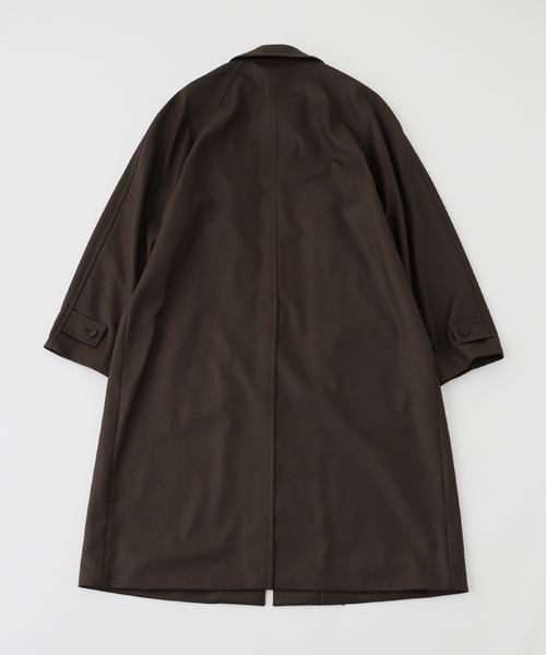 MATSUFUJI（マツフジ）の「MATSUFUJI / マツフジ FLANNEL WOOL BALMACAAN COAT（ステンカラーコート・メンズ・ブラウン/ブラック・3）」の3枚目の写真