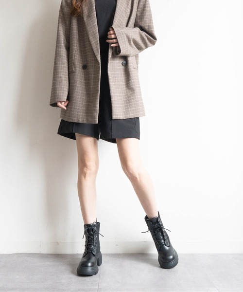 Fabby fabby（ファビィーファビィー）の「厚底リブニットレースアップショートブーツ（ブーツ・レディース・ブラック・SMALL/MEDIUM/LARGE）」の19枚目の写真