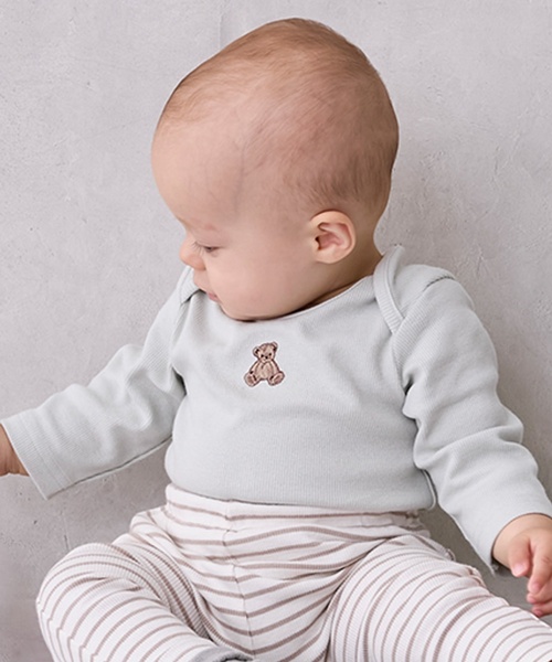 petit main（プティマイン）の「【GOODPRICE】長袖ロンパース（ロンパース・キッズ・カラフル/オフホワイト/ライトベージュ/ブルーグレー/ピンク/グリーン・80ｃｍ/70cm）」の4枚目の写真