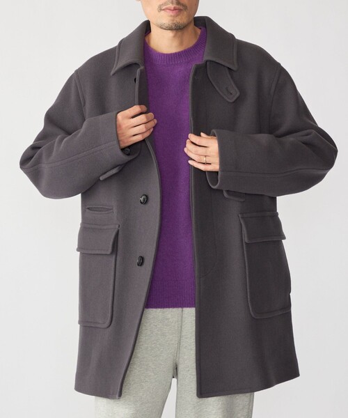 SHIPS(シップス)の「SHIPS: S140 ウールシルク ステンカラー コート(ステンカラーコート・メンズ・グレー/ブラウン・SMALL/MEDIUM/LARGE/X-LARGE)」の2枚目の写真