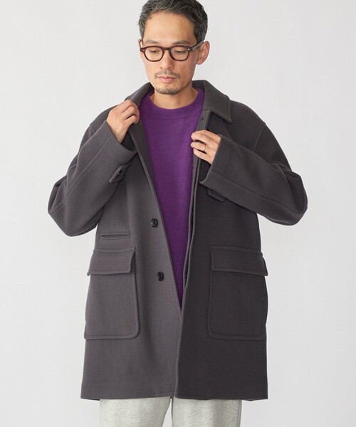 SHIPS(シップス)の「SHIPS: S140 ウールシルク ステンカラー コート(ステンカラーコート・メンズ・グレー/ブラウン・SMALL/MEDIUM/LARGE/X-LARGE)」の5枚目の写真