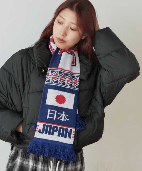 Football Scarf フリンジデザインチームエンブレム ジャガード
