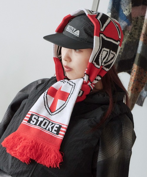 Football Scarf フリンジデザインチームエンブレム ジャガード