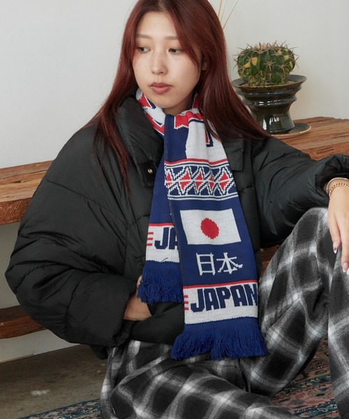 Football Scarf フリンジデザインチームエンブレム ジャガード