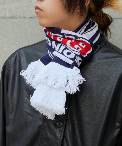 Football Scarf フリンジデザインチームエンブレム ジャガード