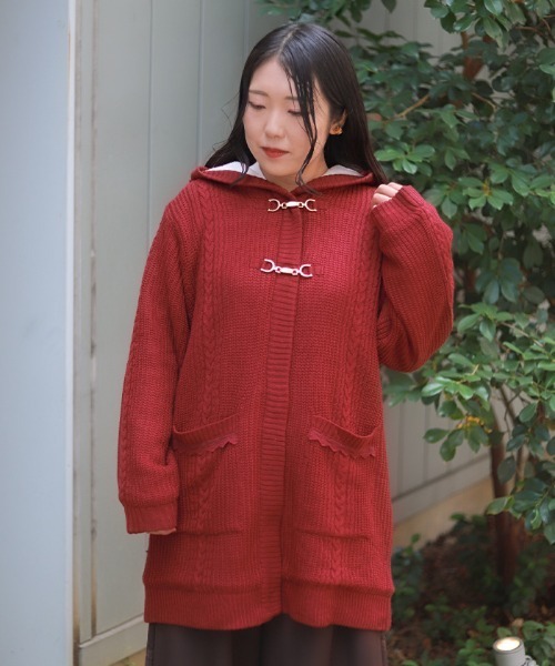 axes femme(アクシーズファム)の「裏ボアニットコーディガン(カーディガン/ボレロ・レディース・チャコール/キナリ/ワイン・FREE)」の3枚目の写真