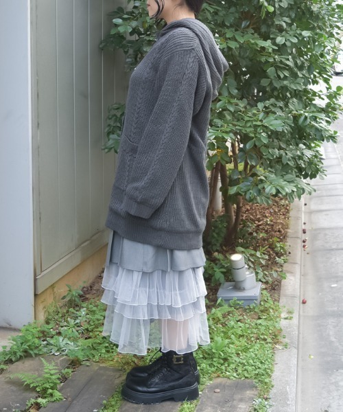 axes femme(アクシーズファム)の「裏ボアニットコーディガン(カーディガン/ボレロ・レディース・チャコール/キナリ/ワイン・FREE)」の5枚目の写真