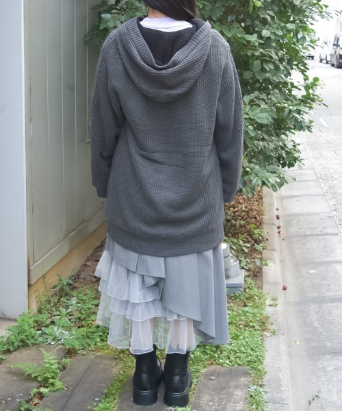 axes femme(アクシーズファム)の「裏ボアニットコーディガン(カーディガン/ボレロ・レディース・チャコール/キナリ/ワイン・FREE)」の6枚目の写真