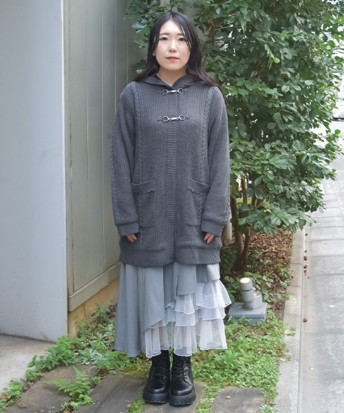 axes femme(アクシーズファム)の「裏ボアニットコーディガン(カーディガン/ボレロ・レディース・チャコール/キナリ/ワイン・FREE)」の7枚目の写真