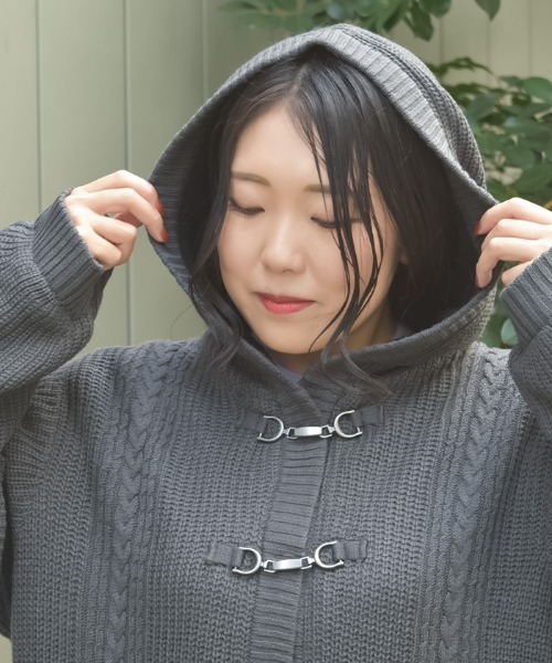 axes femme(アクシーズファム)の「裏ボアニットコーディガン(カーディガン/ボレロ・レディース・チャコール/キナリ/ワイン・FREE)」の8枚目の写真