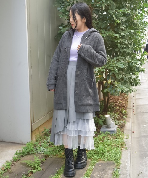 axes femme(アクシーズファム)の「裏ボアニットコーディガン(カーディガン/ボレロ・レディース・チャコール/キナリ/ワイン・FREE)」の11枚目の写真