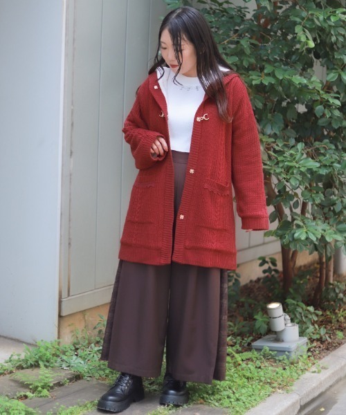 axes femme(アクシーズファム)の「裏ボアニットコーディガン(カーディガン/ボレロ・レディース・チャコール/キナリ/ワイン・FREE)」の13枚目の写真
