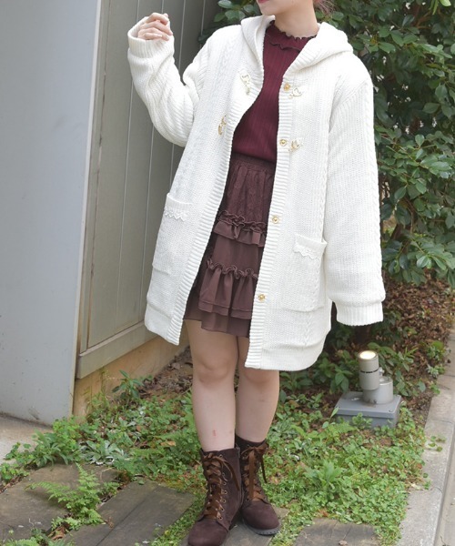 axes femme(アクシーズファム)の「裏ボアニットコーディガン(カーディガン/ボレロ・レディース・チャコール/キナリ/ワイン・FREE)」の17枚目の写真