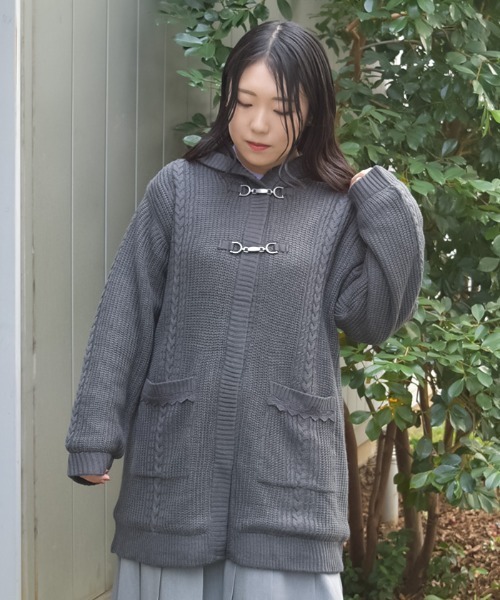 axes femme(アクシーズファム)の「裏ボアニットコーディガン(カーディガン/ボレロ・レディース・チャコール/キナリ/ワイン・FREE)」の4枚目の写真