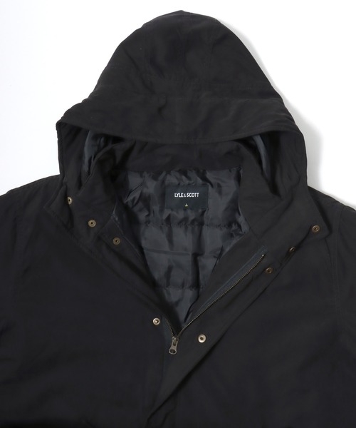 LYLE&SCOTT(ライルアンドスコット)の「LYLE&SCOTT/ライルアンドスコット ナイロン ワンポイントロゴ 中綿モッズコート フードジャケット(モッズコート・メンズ・カーキ/ブラック・M/LL/L)」の9枚目の写真