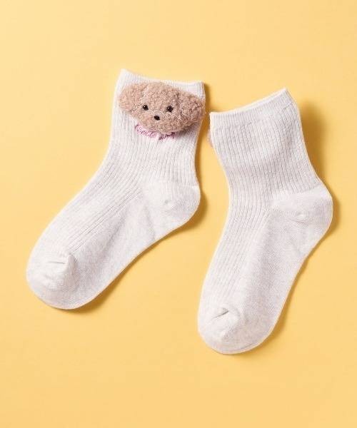 tutuanna（チュチュアンナ）の「[キッズ]綿混わんこマスコット付きソックス（ソックス/靴下・キッズ・オフホワイト/キナリ/ベビーピンク/ブラック・M/L）」の3枚目の写真