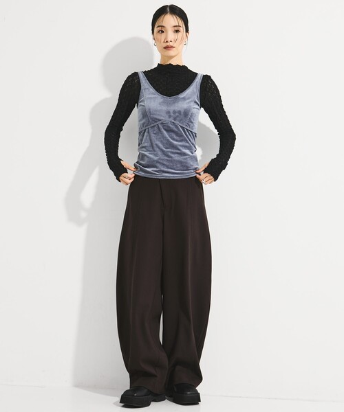 STUDIOUS/ステュディオス】Wool Barrel Leg Trousers/ウールバレル