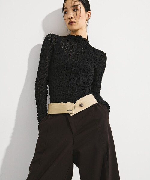 STUDIOUS（ステュディオス）の「【STUDIOUS/ステュディオス】Wool Barrel Leg Trousers/ウールバレルレッグトラウザー/スラックス/美脚パンツ/通勤パンツ/トレンドパンツ（スラックス・レディース・ブラウン/ベージュ/オリーブ・1/2）」の2枚目の写真