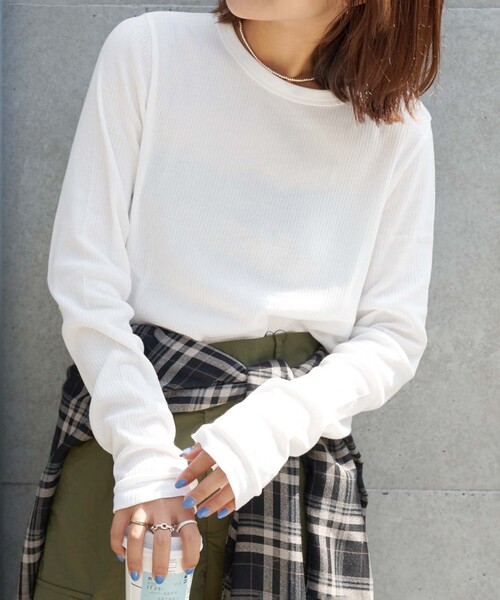 OUTDOOR PRODUCTS（アウトドアプロダクツ）の「吸湿発熱 ジンジャーシアーロンTEE（Tシャツ/カットソー・レディース・ホワイト/ピンク/イエロー・FREE）」の5枚目の写真