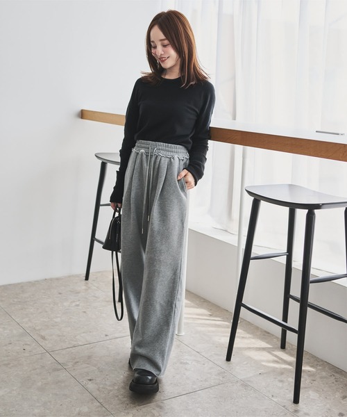 田中亜希子さんコラボ ]選べる2丈 裏起毛スウェットタックパンツ