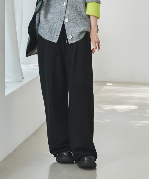 KOBE LETTUCE（コウベレタス）の「[ 田中亜希子さんコラボ ]選べる2丈 裏起毛スウェットタックパンツ（スウェットパンツ・レディース・杢グレー/アイボリー/ブラック・M/PM）」の6枚目の写真