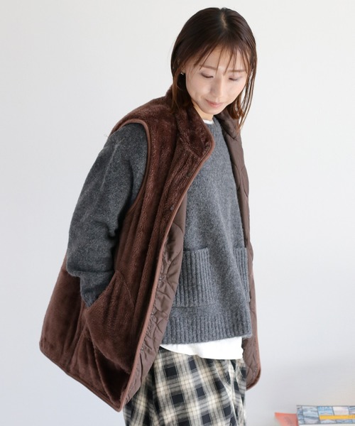 cepo（セポ）の「〈2way〉キルトボアリバーシブルベスト（ダウンベスト・レディース・ブラック/ブラウン/キャメル・M）」の20枚目の写真