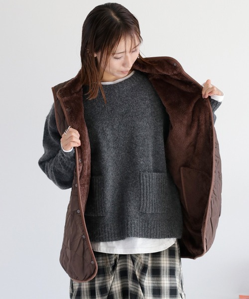 cepo（セポ）の「〈2way〉キルトボアリバーシブルベスト（ダウンベスト・レディース・ブラック/ブラウン/キャメル・M）」の21枚目の写真