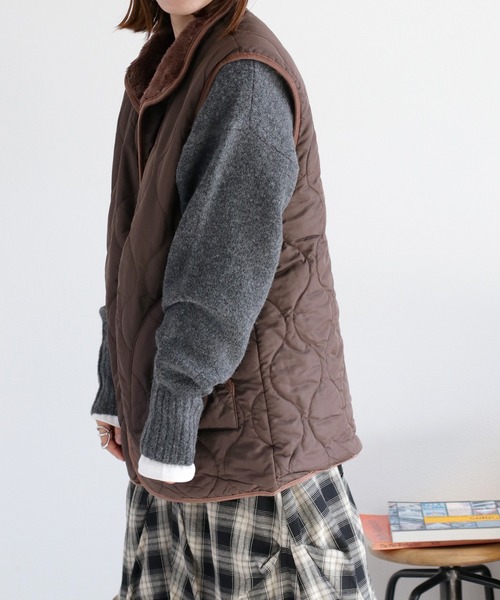 cepo（セポ）の「〈2way〉キルトボアリバーシブルベスト（ダウンベスト・レディース・ブラック/ブラウン/キャメル・M）」の15枚目の写真