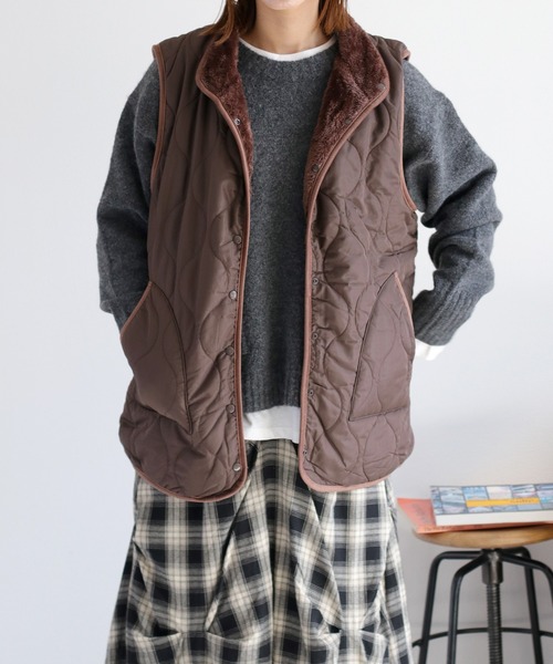 cepo（セポ）の「〈2way〉キルトボアリバーシブルベスト（ダウンベスト・レディース・ブラック/ブラウン/キャメル・M）」の22枚目の写真