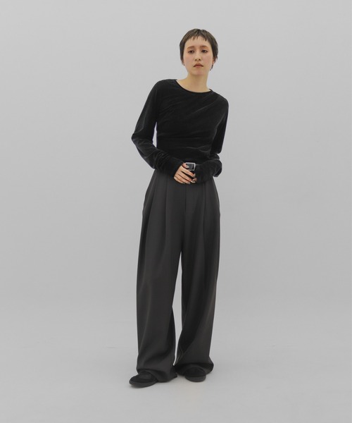 lit（リット）の「Double Tuck Stitch Pants（スラックス・レディース・チャコールグレー/ブラック・36/38）」の7枚目の写真