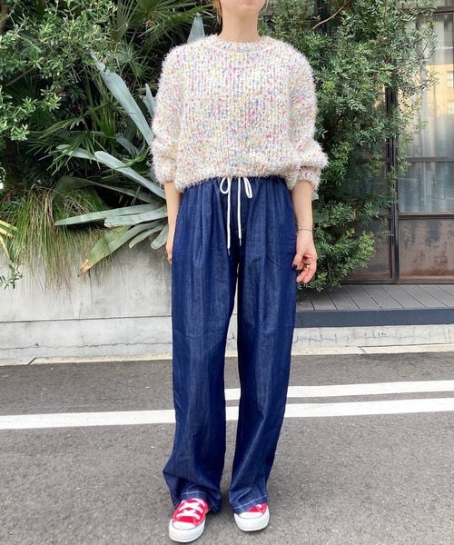 デザインステッチソフトデニムパンツ(comochi select) / イージー